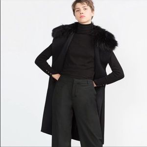 Zara long vest with detachable fur collar